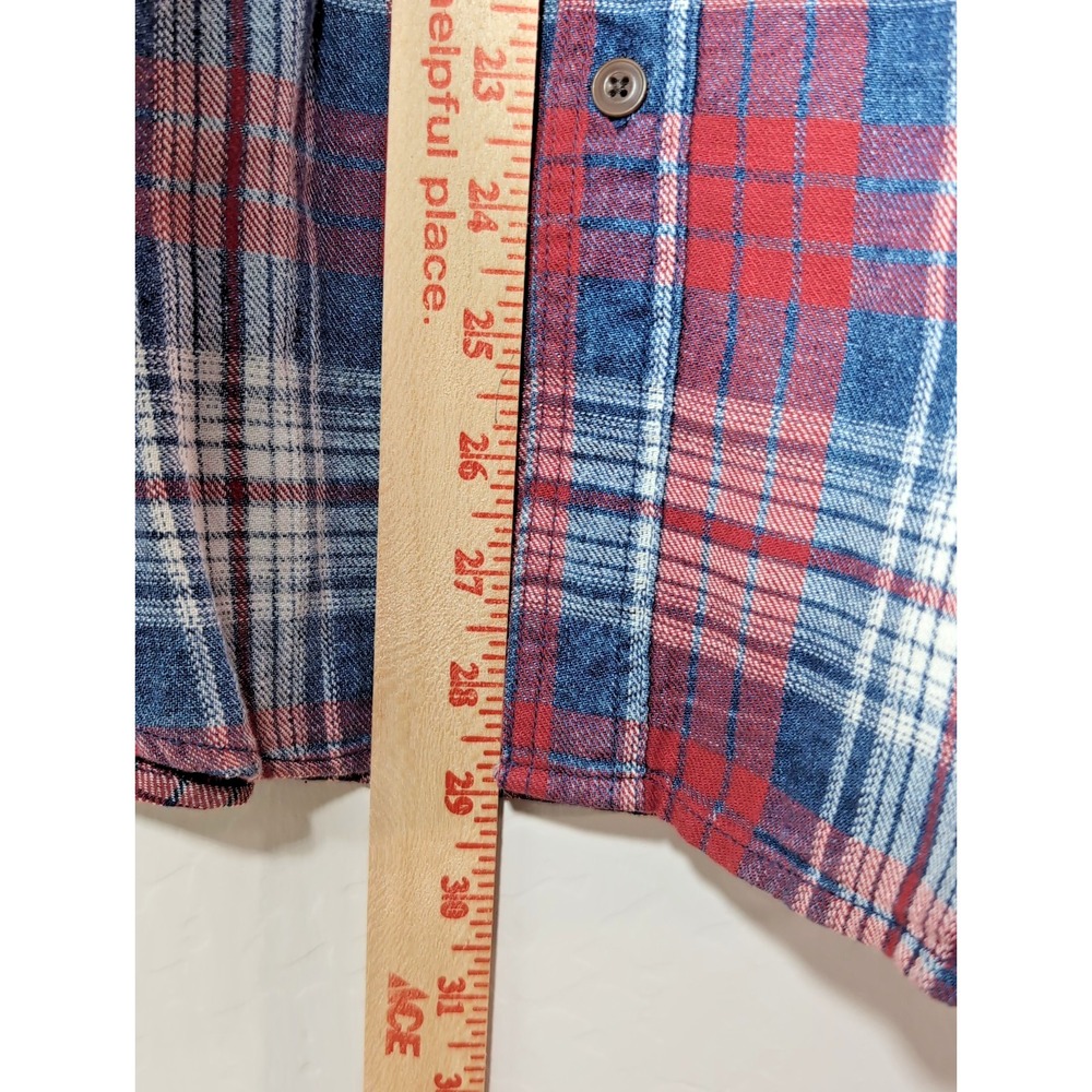 Lucky Brand Men's Lg Plaid Red White Blue Long Sleeve Button Down Shirt Cotton - Picture 7 of 16